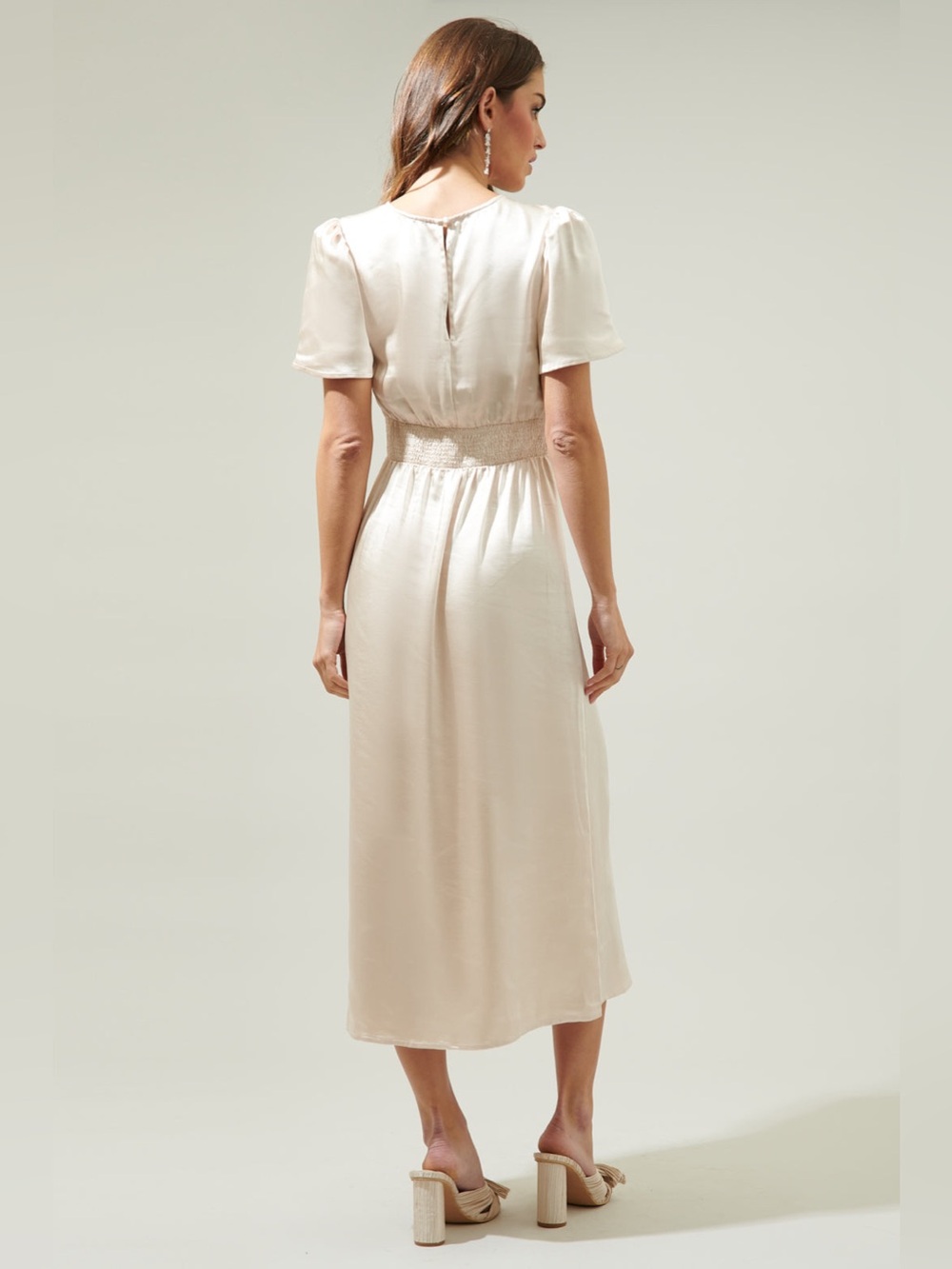 NWT Sugarlips Spice Satin Bloom Midi Dress - Picture 2 of 2